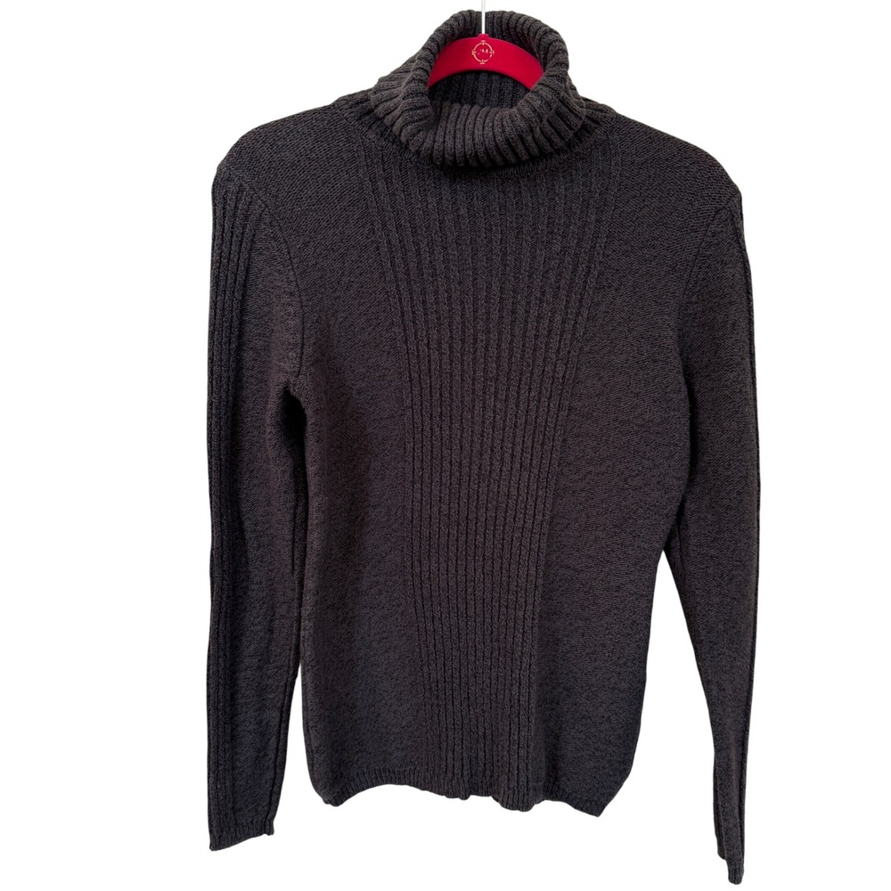 Sundance Cable Knit Turtleneck Sweater Brown Sz M Cozy Fisherman Fall Winter
